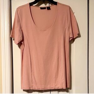 LNEW TAHARI blush pink scoop neck stretch top, size large